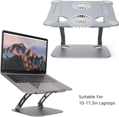 Miniatura 5 de ciciglow Soporte para portátil de doble ventilador, soporte de enfriamiento de aleación de aluminio, soporte plegable portátil para portátil de 10 a