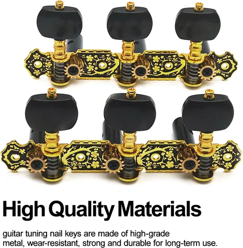 Miniatura 6 de SAPHUE 110MM Clavijas de afinación de guitarra Cabezales de máquina de afinación de 1R1L Negras Claves de afinación de guitarra clásica Barras