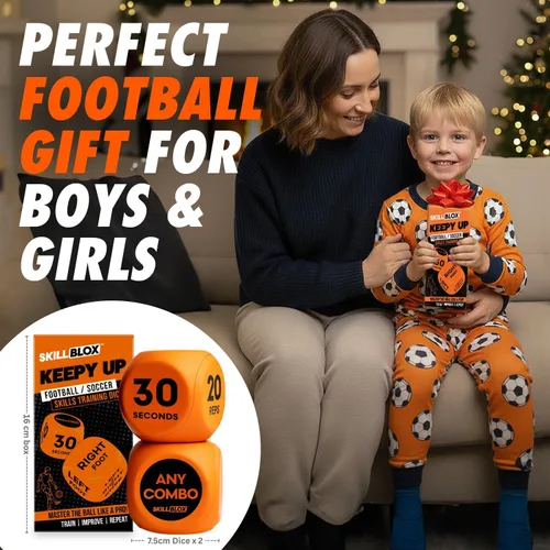 Miniatura 6 de SKILL BLOX Dados de Entrenamiento de Pateo de Fútbol (2 piezas) - Regalos de Fútbol para Niños de 8-12 Juego de Habilidades de Dominios - Accesorios