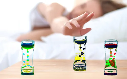 Miniatura 6 de Temporizador de movimiento líquido para adultos, paquete de 5 juguetes sensoriales de escritorio para relajación, alivio del estrés y alivio