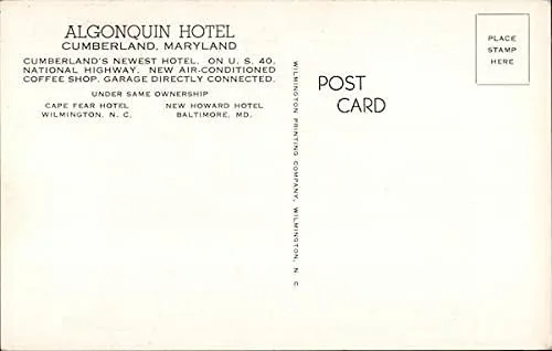 Miniatura 2 de Algonquin Hotel Cumberland, Maryland MD Original Vintage Postcard