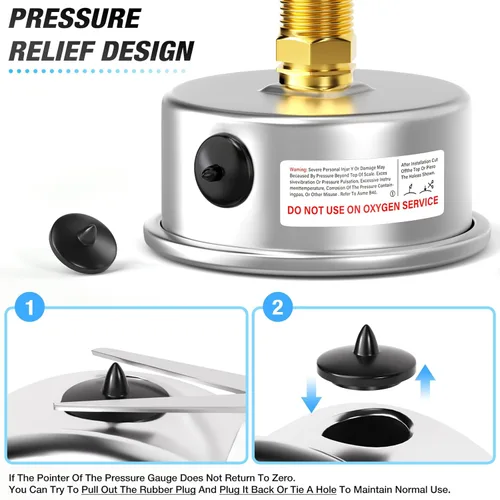 Miniatura 6 de MEANLIN MEASURE 0~30 psi Manómetro de acero inoxidable, relleno de líquido, esfera con cara de 2.5 pulgadas, NPT de 1/4 de pulgada, agua, aceite