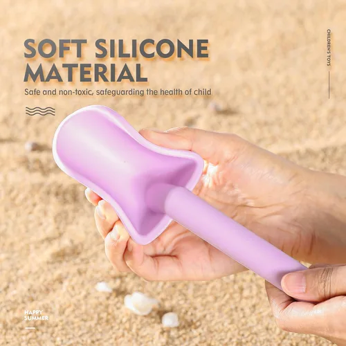 Miniatura 6 de MarcZero 11 piezas de juguetes de playa de silicona, juguetes modernos de playa para bebés, juego de playa apto para viajes, juguete ecológico, cubo