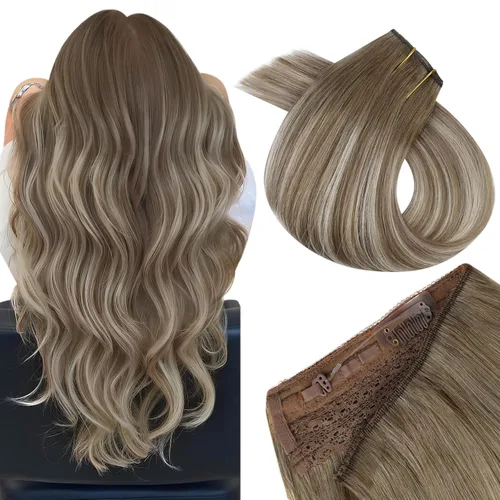 Miniatura 65 de Easyouth Extensión de cola de caballo de cabello humano marrón ombré, extensión de colas de caballo, extensiones de cola de caballo de color marrón