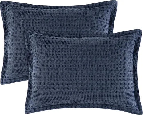 Miniatura 68 de PHF Fundas de almohada con tejido de gofre de 24" x 24", paquete de 2, funda de almohada cuadrada 100% algodón para decoración de ropa de cama, sin
