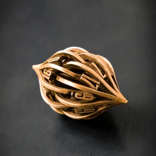 Miniatura 2 de Thyggzjbs Juego de dados Arcanum para juegos de mesa, juego de dados de metal tallado impreso en 3D, juego de dados huecos poliédricos DND RPG MTG