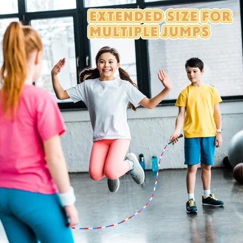 Miniatura 2 de Zubebe Cuerdas de salto holandesas dobles de 16 pies a granel, cuerdas de cuentas coloridas para niños y adultos, fitness, educación física