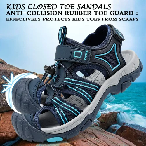 Miniatura 5 de JMFCHI FASHION Sandalias deportivas para niños, sandalias para exteriores, senderismo, atléticas, puntera cerrada, sandalias de playa para niñas