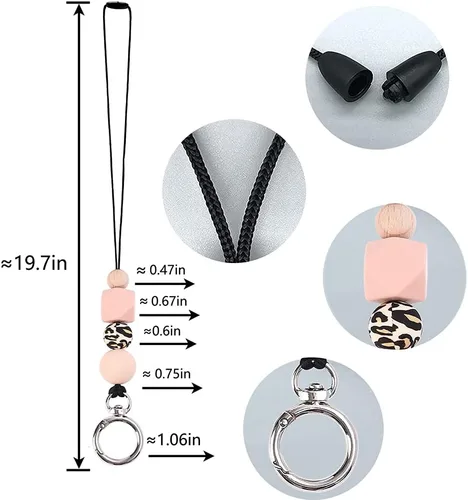 Miniatura 2 de POPLOPP 3 cordones para profesores para insignias de identificación y llaves, lindo cordón de silicona con cuentas para mujeres, enfermeras