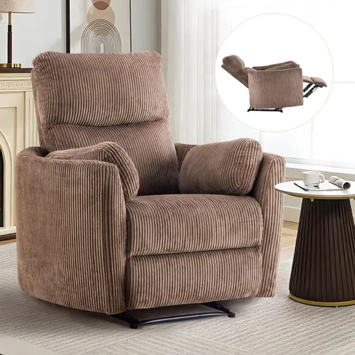 Miniatura 12 de Furnimart Small Manual Recliner Chair for Compact Spaces, Overstuffed Chenille, Chunky Cushion, Comfortable Single Sofa Recliner for Adults, Ideal