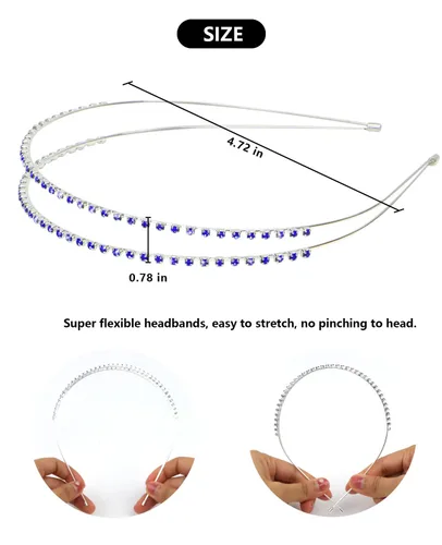 Miniatura 3 de Wecoe Diadema azul real con diamantes de imitación, diadema de flores para niña, diadema de metal de cristal para mujer, regalo de diadema de moda