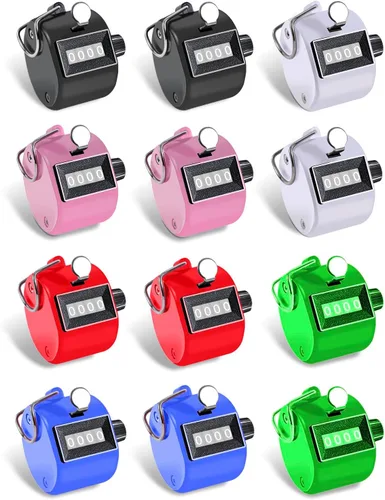 TESEAS Clicker Counter - Contador manual de mano, contador de 4 dígitos, paquete de 2 contadores mecánicos de mano, clickers para pitch, umpire,