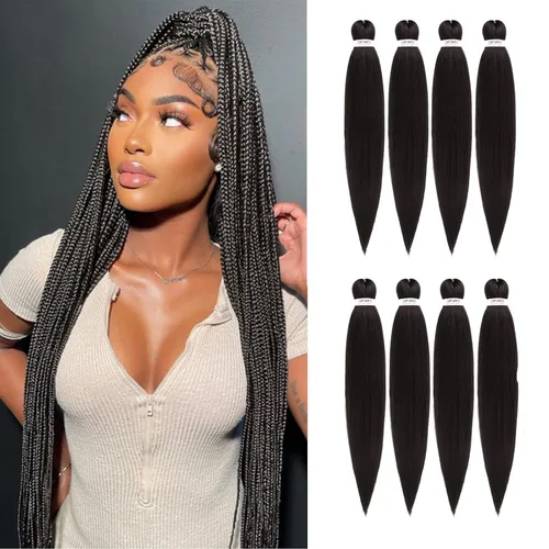 Miniatura 38 de Cabello trenzado preestirado - 12 pulgadas, 8 paquetes, cabello trenzado natural negro corto para trenzas torcidas o trenzas en caja, extensiones