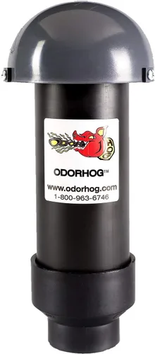 Miniatura 5 de OdorHog Filtro de Tubería de Ventilación 4 Tamaños, ABS Negro con Tapa de Hongo, Elimina Olores Sépticos y de Alcantarillado Exteriores