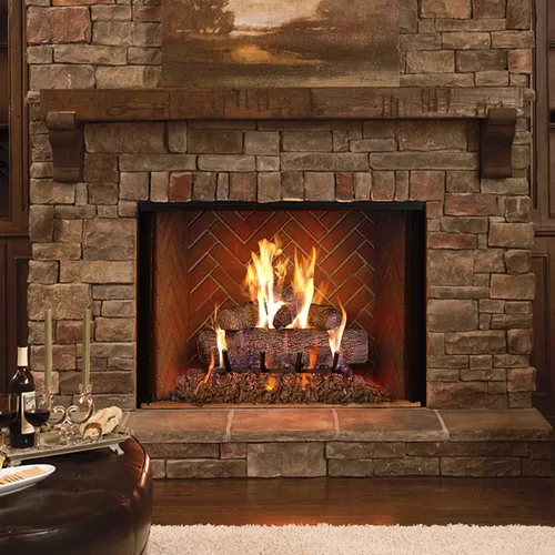 RealFyre Kit de troncos de chimenea de gas ventilado de 18 pulgadas, juego de troncos de fuego de gas natural con troncos de cerámica y quemador,