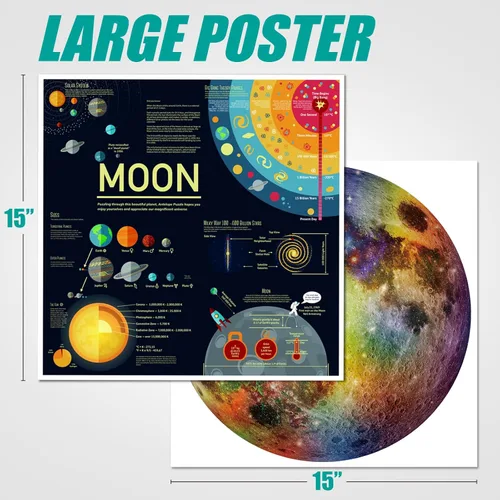 Miniatura 3 de ANTELOPE Rainbow Moon - Rompecabezas de 1000 piezas para adultos, tema espacial, cartón, rompecabezas redondo, alta resolución, acabado mate, sin