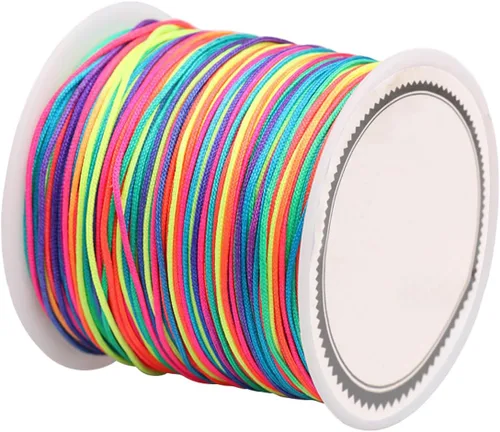 Miniatura 33 de Cordón de nailon para cuentas de 164.0 ft x 0.031 in, hilo de raso satinado de nailon trenzado para manualidades de macramé Mezcla de amarillo 1