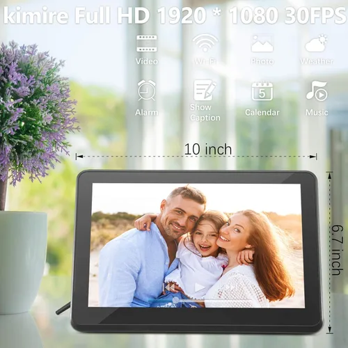 Miniatura 4 de kimire - Marco de fotos digital con WiFi, pantalla táctil de 1920 x 1080, compatible con unidad USB thumb y ranura SD, reproductor de música, reloj