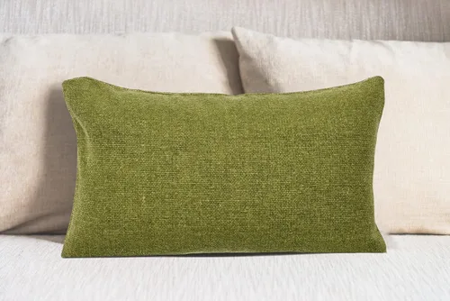 Miniatura 2 de Creative Co-Op Funda de almohada lumbar de lona tejida, 12 x 20 pulgadas, color verde salvia