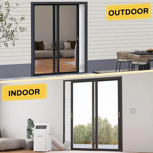 Miniatura 8 de Kit de aire acondicionado portátil para puerta corrediza, paquete de 6 rejillas de ventilación de puerta de CA, longitud máxima ajustable, kit