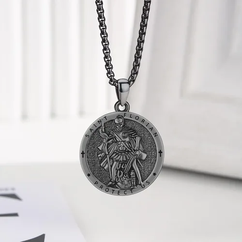 Miniatura 2 de Collar con colgante de plata de ley 925 con medalla de San Patrón, joyería religiosa para hombres y mujeres, con cadena de acero inoxidable 316L