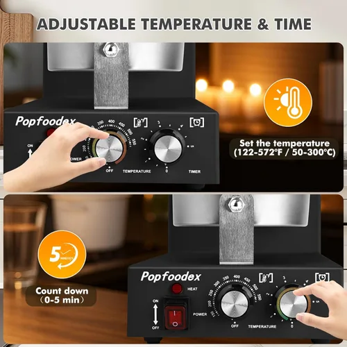 Miniatura 4 de Máquina comercial para hacer conos de gofres – Máquina comercial de cono de helado de 1200 W con sartén antiadherente de 8 pulgadas y temperatura