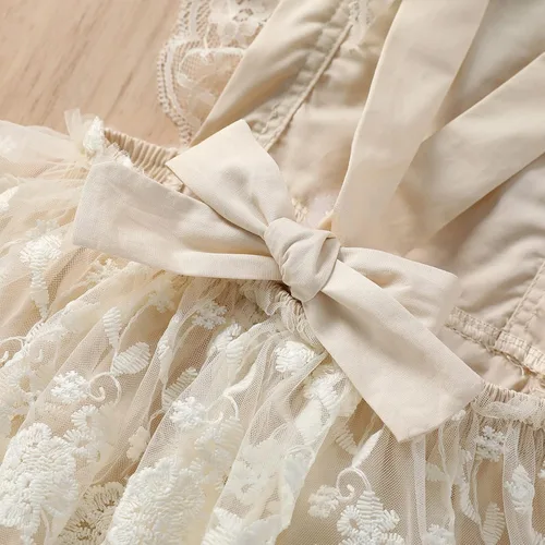 Miniatura 76 de Sasaerucure Traje de verano para bebé niña, sin mangas, mameluco de encaje tutú, mameluco de una pieza con volantes