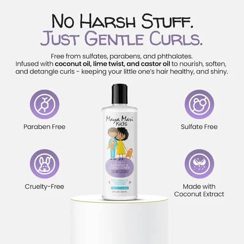 Miniatura 5 de Champú y acondicionador natural 2 en 1 para niños, sin lágrimas, para niños pequeños con cabello rizado, para todo tipo de cabello de niños, giro