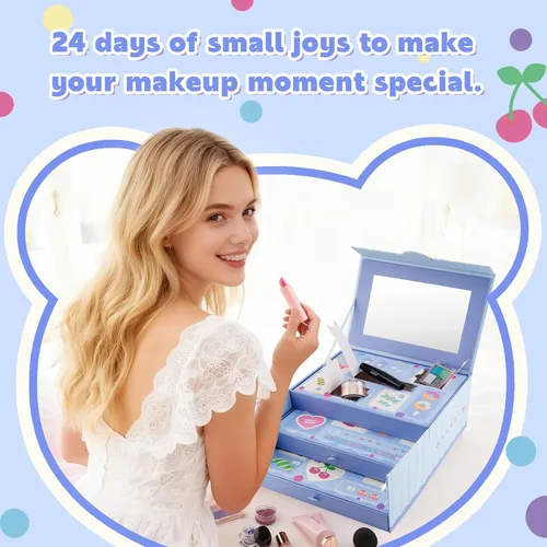 Miniatura 4 de Glam Code Calendario de Adviento de maquillaje de 24 días 2025, juego de regalo de maquillaje de belleza para adolescentes y mujeres adultas, Azul