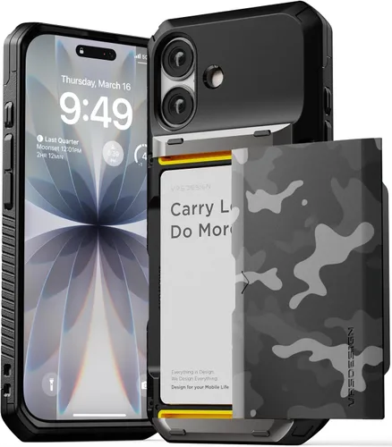 Miniatura 44 de VRS DESIGN Damda Glide Pro - Funda para iPhone 13 Pro, resistente funda semiautomática [4 tarjetas] con soporte para ranura para tarjetas compatible