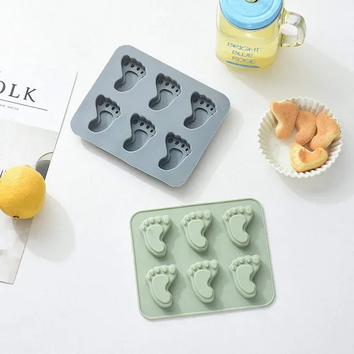 Miniatura 3 de MoldFun Paquete de 2 moldes de silicona para pies de bebé para baby shower, fiesta, huellas, chocolate, caramelos, gelatina, gelatina, utensilios