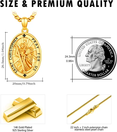 Miniatura 516 de Collar de plata de ley 925 con medalla de San Patrón, colgante de protección católica, amuleto, joyería religiosa para hombres y mujeres