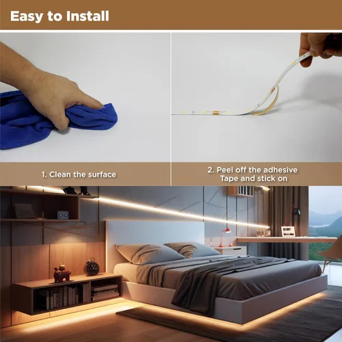 Miniatura 5 de Tira de luces LED, tira de luz LED de 16.4 pies con adaptador ETL de 12 V CC, 4000 K, luz blanca neutra con revestimiento de poliuretano, luces LED