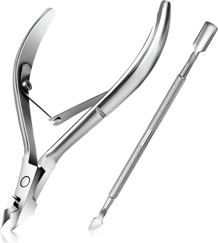 Easkep - Corta cutículas y empujador de cutículas, corta cutículas profesional de acero inoxidable para dedos de manos y pies, pedicura y manicura