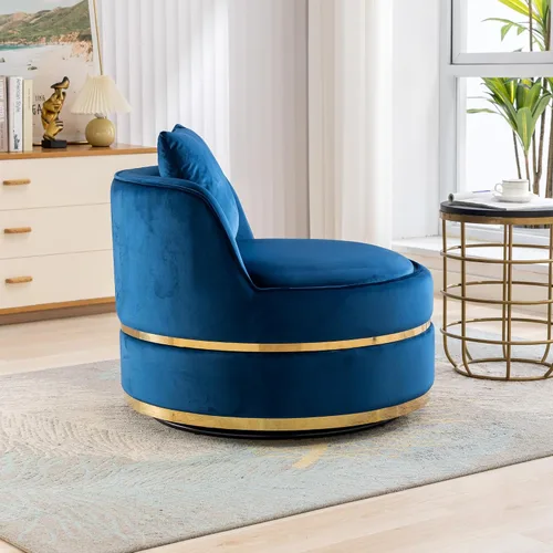 Miniatura 3 de Harper & Bright Designs Silla giratoria de 360 grados, moderna silla tapizada de terciopelo, silla suave con cojín de asiento para sala de estar
