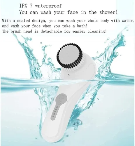 Miniatura 2 de Cepillo de limpieza facial, cepillo facial recargable de velocidad manual de 4 velocidades, cepillo facial impermeable, cepillo eléctrico