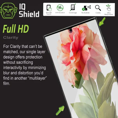Miniatura 6 de IQShield Paquete de 2 protectores de pantalla para Samsung Galaxy S23 Ultra: película de TPU transparente, instalación sin burbujas, resistente a