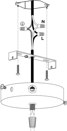 Miniatura 5 de BRIGHTTIA Toldo de techo blanco de 1 puerto con agarre de cable de nailon, kit de conversión de accesorio colgante enchufable a cable rígido - Placa