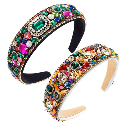 Miniatura 8 de Diadema de moda para mujer, hermosa diadema retro con diamantes de imitación de cristal, accesorios para mujeres y niñas (diadema 3)
