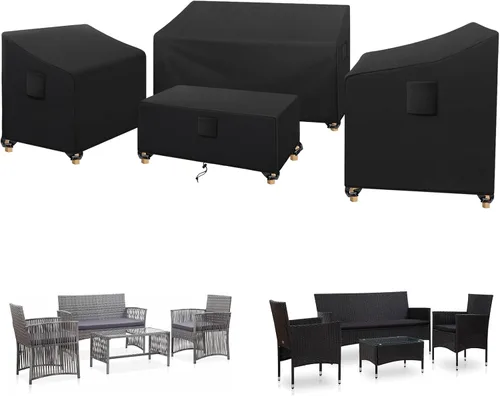 Miniatura 10 de SIRUITON Funda impermeable para muebles de exterior, 4 piezas, fundas para muebles de patio, fundas para muebles de patio, 210D, tela resistente