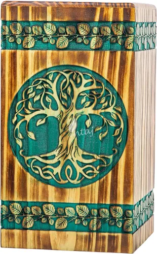 Miniatura 10 de Urna de palisandro hecha a mano para cenizas humanas, urnas de madera para adultos del árbol de la vida hechas a mano, urna de cremación fúnebre