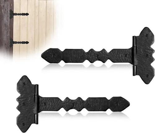 Miniatura 14 de Paquete de 2 bisagras de hierro forjado negro de 9 pulgadas, bisagras decorativas de hierro forjado, bisagras de hierro rústico para persianas