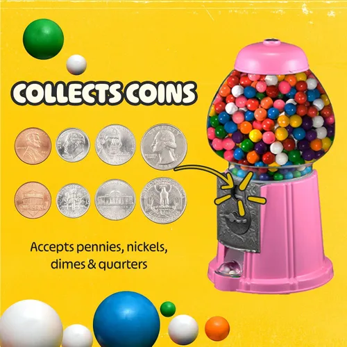 Miniatura 4 de Great Northern Popcorn - Máquina de chicles de 15 pulgadas con soporte y banco de monedas, dispensador de caramelos con globo de vidrio y base