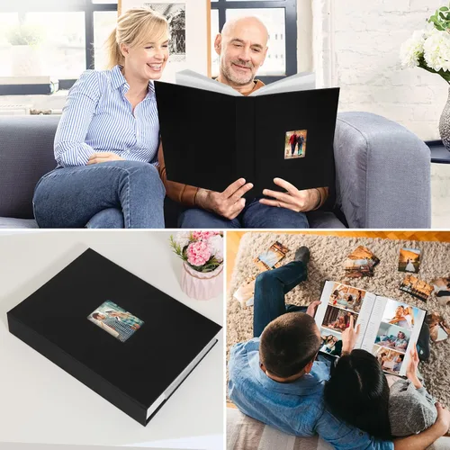Miniatura 8 de Aevdor - Álbum de fotos de 4 x 6 con capacidad para 360 fotos, cubierta de cuero con áreas de notas para fotos de graduación, bodas, niños, familia