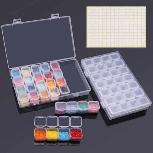 ARTDOT Contenedores de almacenamiento de 56 rejillas para kits de arte de diamante para adultos, 2 paquetes de contenedor portátil de almacenamiento