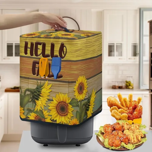 Miniatura 4 de ZOUTAIRONG Funda para freidora de aire de girasol de otoño para el hogar, accesorios de decoración de cocina, fundas para electrodomésticos pequeños