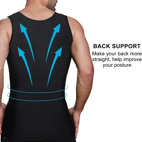Miniatura 4 de Lgtfy Chaleco moldeador de cuerpo adelgazante para hombre, camiseta sin mangas de compresión para el abdomen del pecho, camisetas interiores