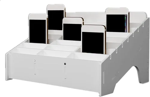 Miniatura 10 de XICHENGSHIDAI Soporte para teléfono celular con 24 ranuras para aula, caja de almacenamiento de teléfono con aspecto de madera y organizador de Negro