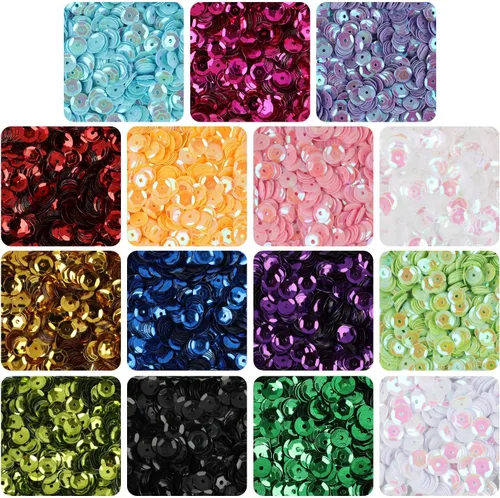 Miniatura 8 de CCINEE 9460 lentejuelas a granel, lentejuelas sueltas de colores mezclados para manualidades de bordado, lentejuelas arcoíris de 0.236 pulgadas
