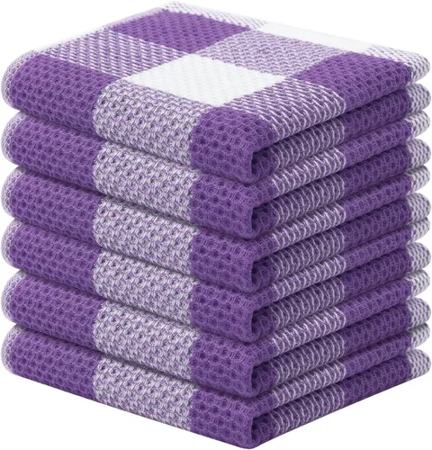 Miniatura 53 de Mordimy Toallas de cocina 100% algodón con tejido de gofre, 13 x 28 pulgadas, paños de cocina súper suaves y absorbentes para secar platos, paquete
